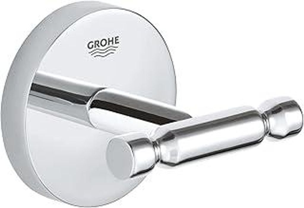 GROHE Start Cosmopolitan, Bademantelhaken ohne Bohren (Handtuchhalter mit verdeckter Befestigung, zum Kleben oder Bohren, mit Schrauben und Dübel,...
