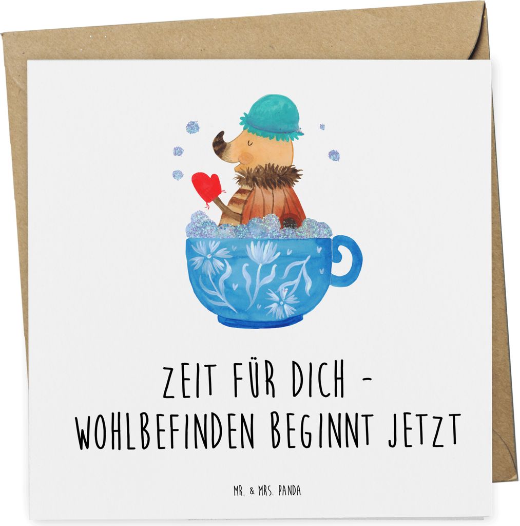 Mr. & Mrs. Panda Gutschein Wellness Zeit - Weiß - Geschenk, Achtsamkeit, stressigen Alltag, Karte, Geschenkkarte, für dich, Gutscheinkarte, Gesch...