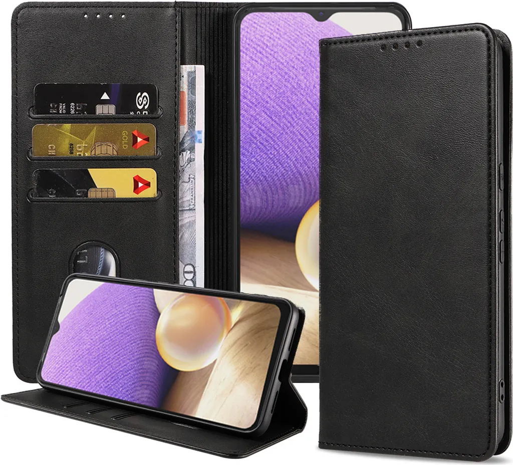 Smartphonics Samsung Galaxy A32 5G custodia in ecopelle con chiusura magnetica e portacarte a libro - nero