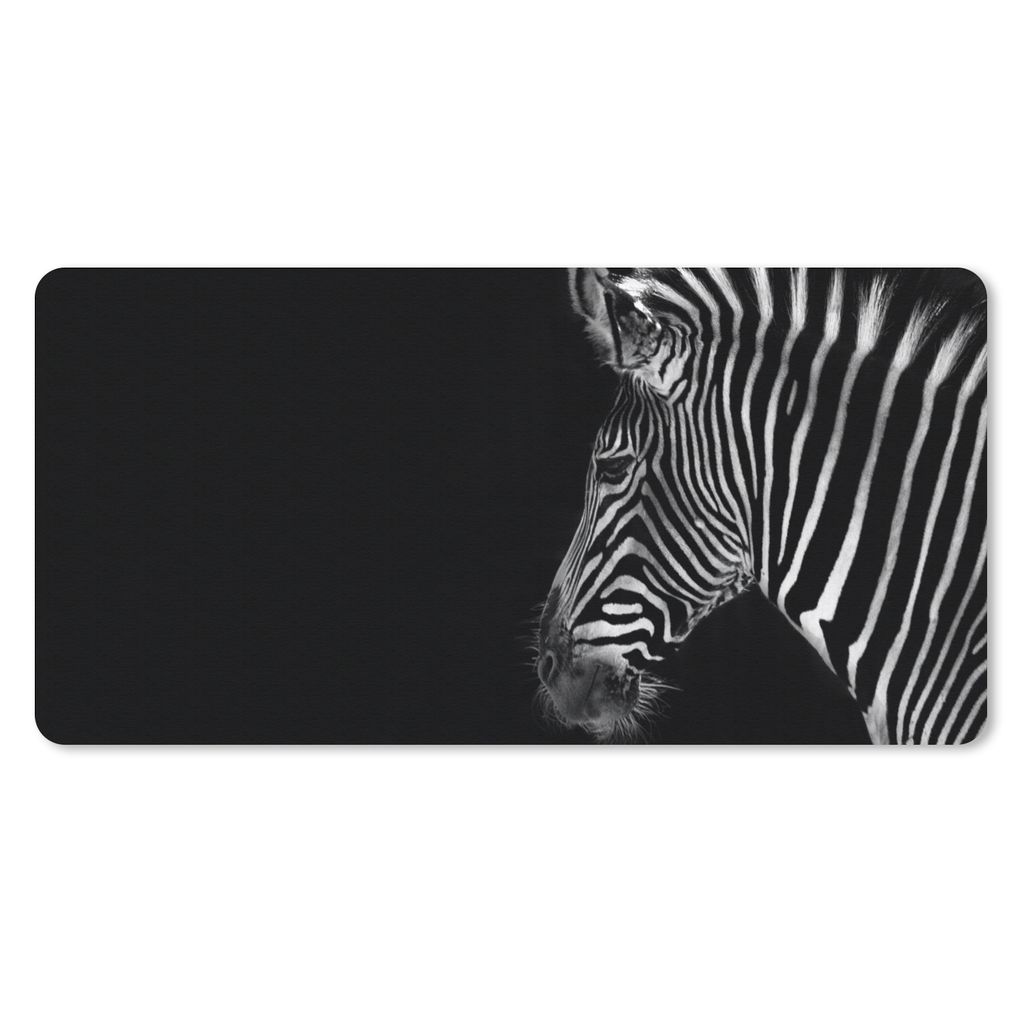 MuchoWow Mauspad Mousepad Zebra - Wilde Tiere - Schwarz 60x30 cm - Mousepads - Maus Mat - Pad - Mausunterlage
