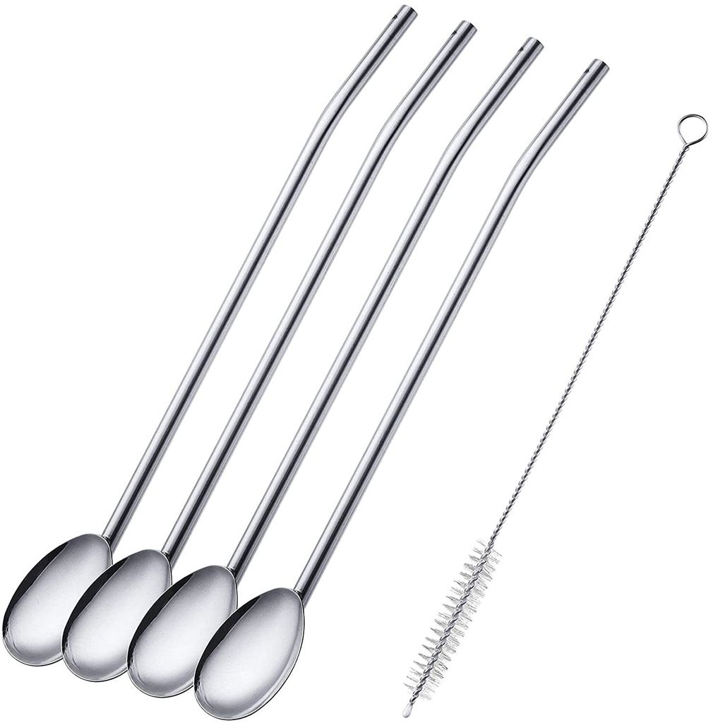 Westmark 4 Trinkhalmlöffel + 1 Reinigungsbürstchen, Immagine del prodotto 
