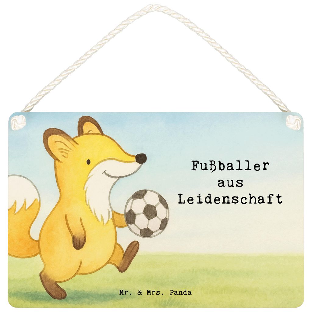 Mr. & Mrs. Panda Schild Fußballer Leidenschaft Design DIN A6 - Weiß - Geschenk, Deko Wandtafel, sprüche, Türschild, Fußballspieler, Glücksbri...