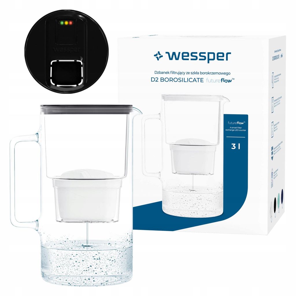 Wessper D2 BOROSILICATE futureflow™ Wasserfilterkanne 3 L Produktbild 