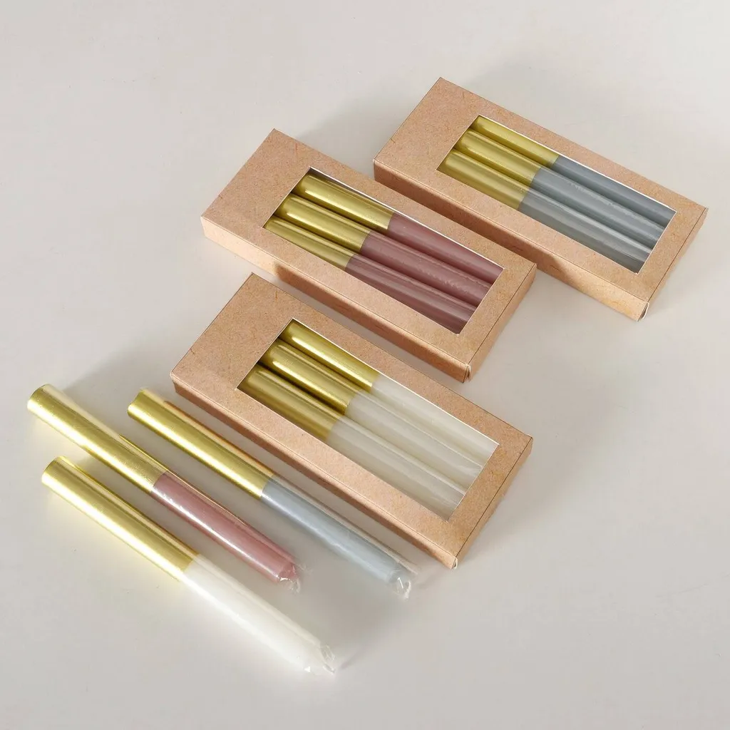 Set 4 Candele Colorate con Vassoio Oro - Arredo Casa Elegante Online - 4