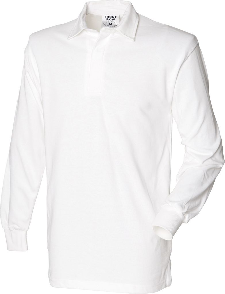 Front Row Herren Sport Rugby Shirt, Langarm RW473 (Large) (Weiß)