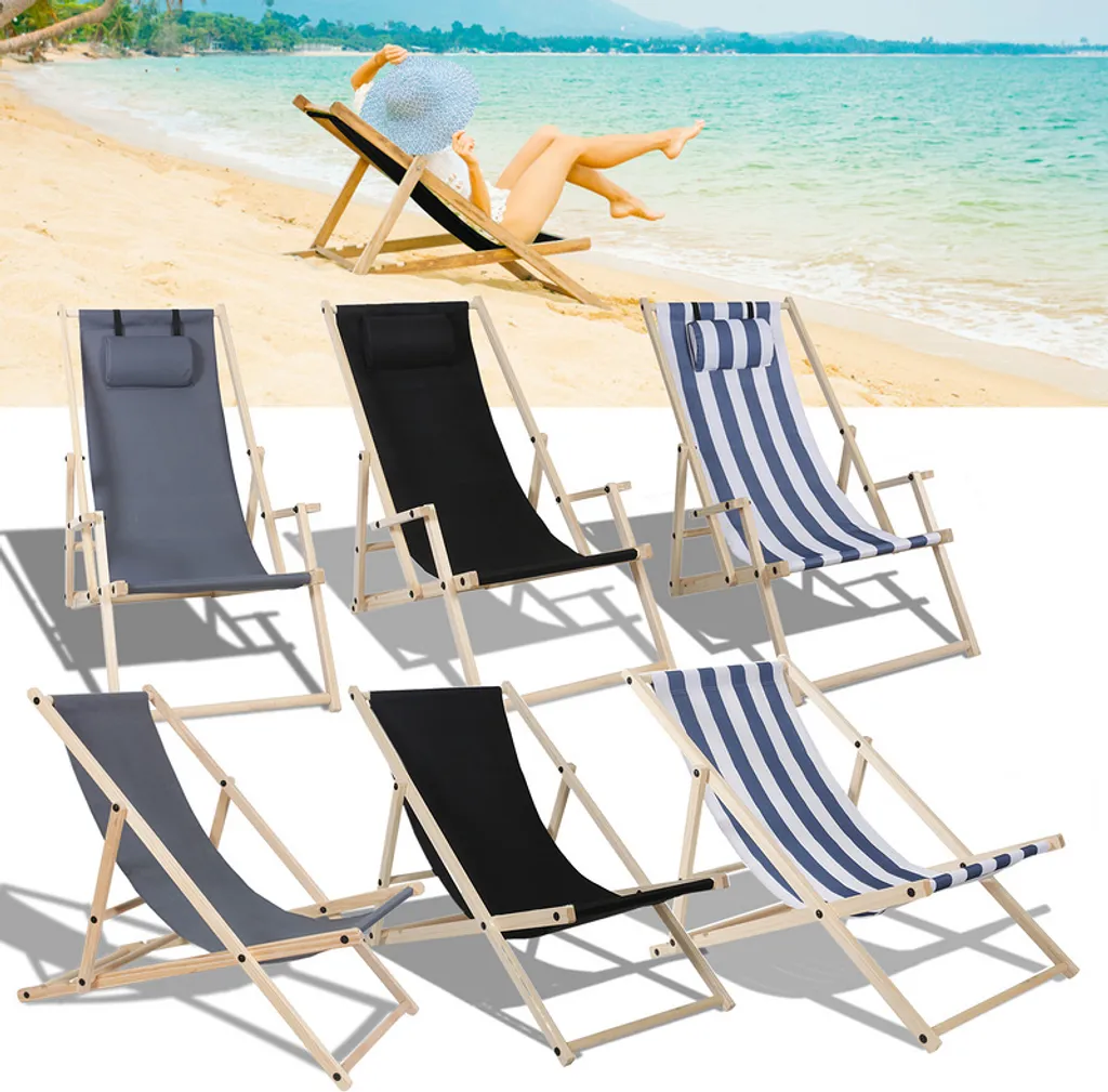 Sdraio Mare Legno Wolketon Pieghevole | Lettino Spiaggia 120kg