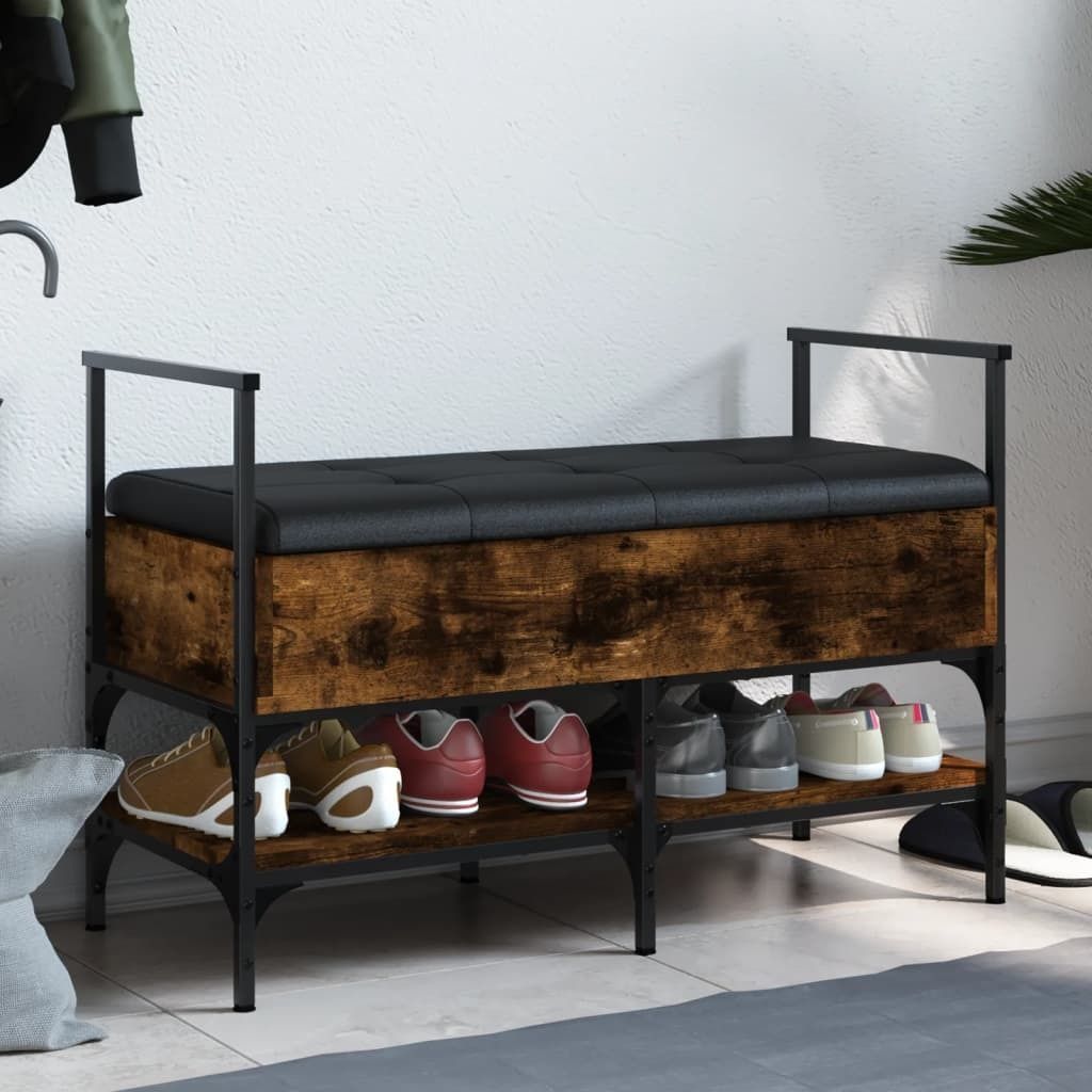 "Spring Sale"Sitzbank - modernes Design - Schuhbank für Flur, Wohnzimmer - Räuchereiche 85,5x42x57,5cm Holzwerkstoff Promotion749492 - Sitzbänke