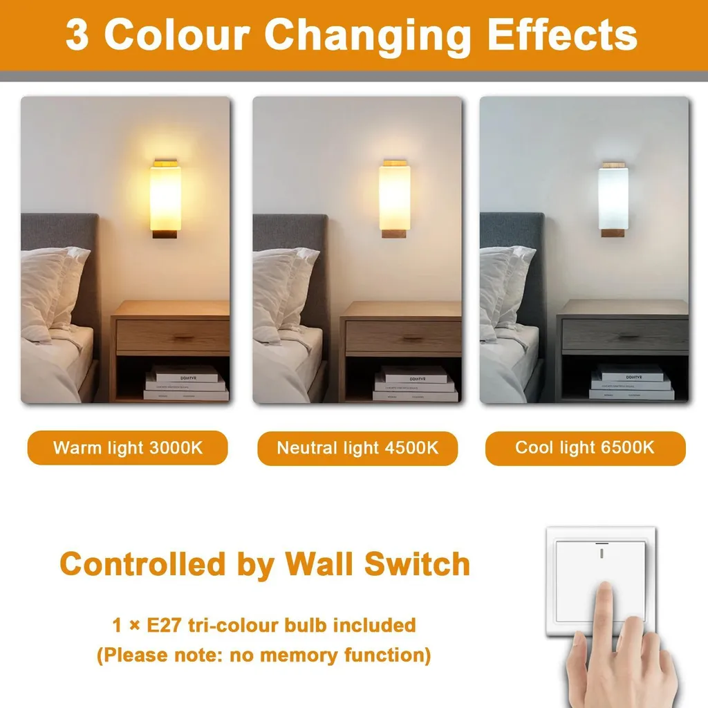 Applique murale LED intérieur 12W variable avec ampoule E27 en verre