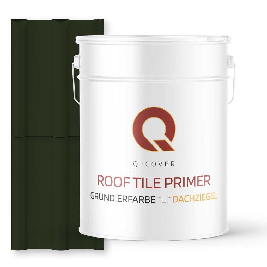 Grundierfarbe für Dachziegel Flaschengrün RAL 6007 10 L | wetterfeste Dachbeschichtung | für Ziegel, Beton, Eternit | UV-beständig | Q-COVER
