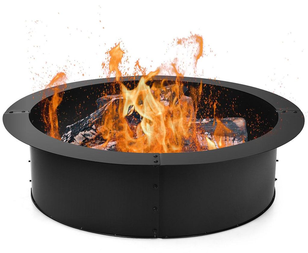 COSTWAY Feuerschale, 92cm außen 77cm innen, Feuerschalen für den Garten, runde Feuerstelle Outdoor, Brennschale Feuerstellenring, Metall, Schwarz