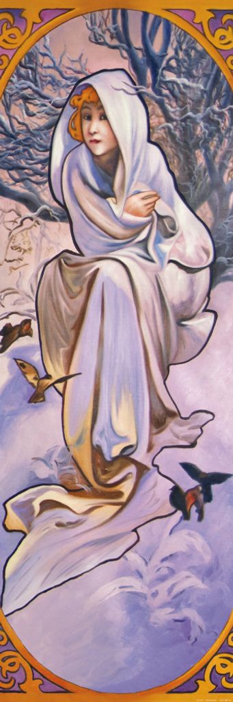 Alphonse Mucha Kunstdruck Bild - Die Vier Jahreszeiten, Winter, 1896 (91 x 30 cm)