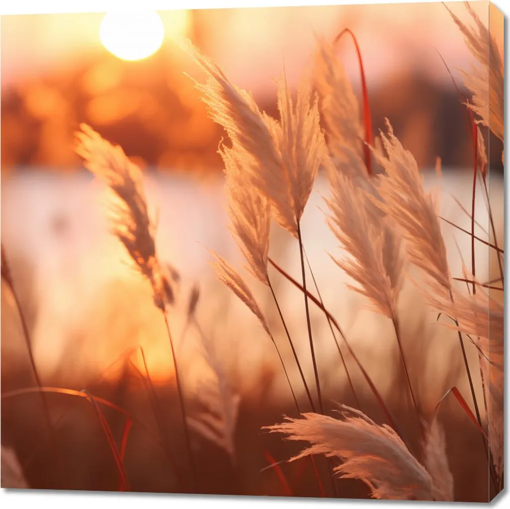 Tableau Or et Ambre Image 90 x 90 cm Crépuscule doré grand format XXL