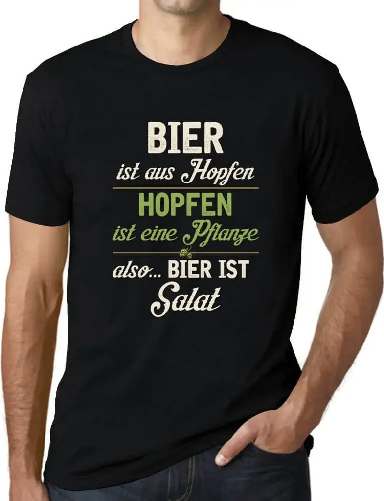 Herren Grafik T-Shirt Bier Ist Salat Öko-Verantwortlich Vintage Jahrgang Kurzarm Lustige Druck Geburtstag Geschenk Mann