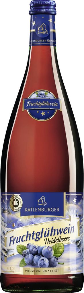 A bottle of Katlenburger Heidelbeere Fruchtglühwein.