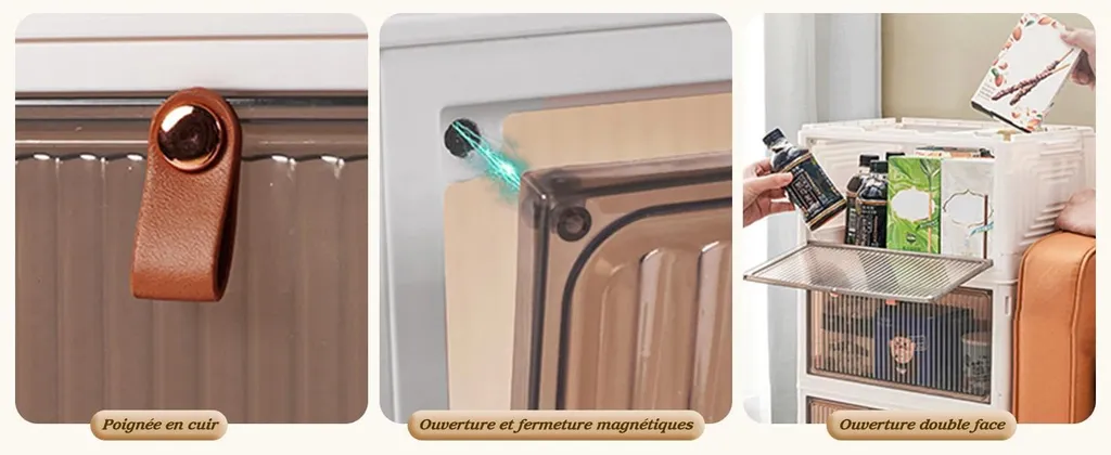 Caisse de rangement empilable 45 litres avec roulettes - Set de 3 - 10