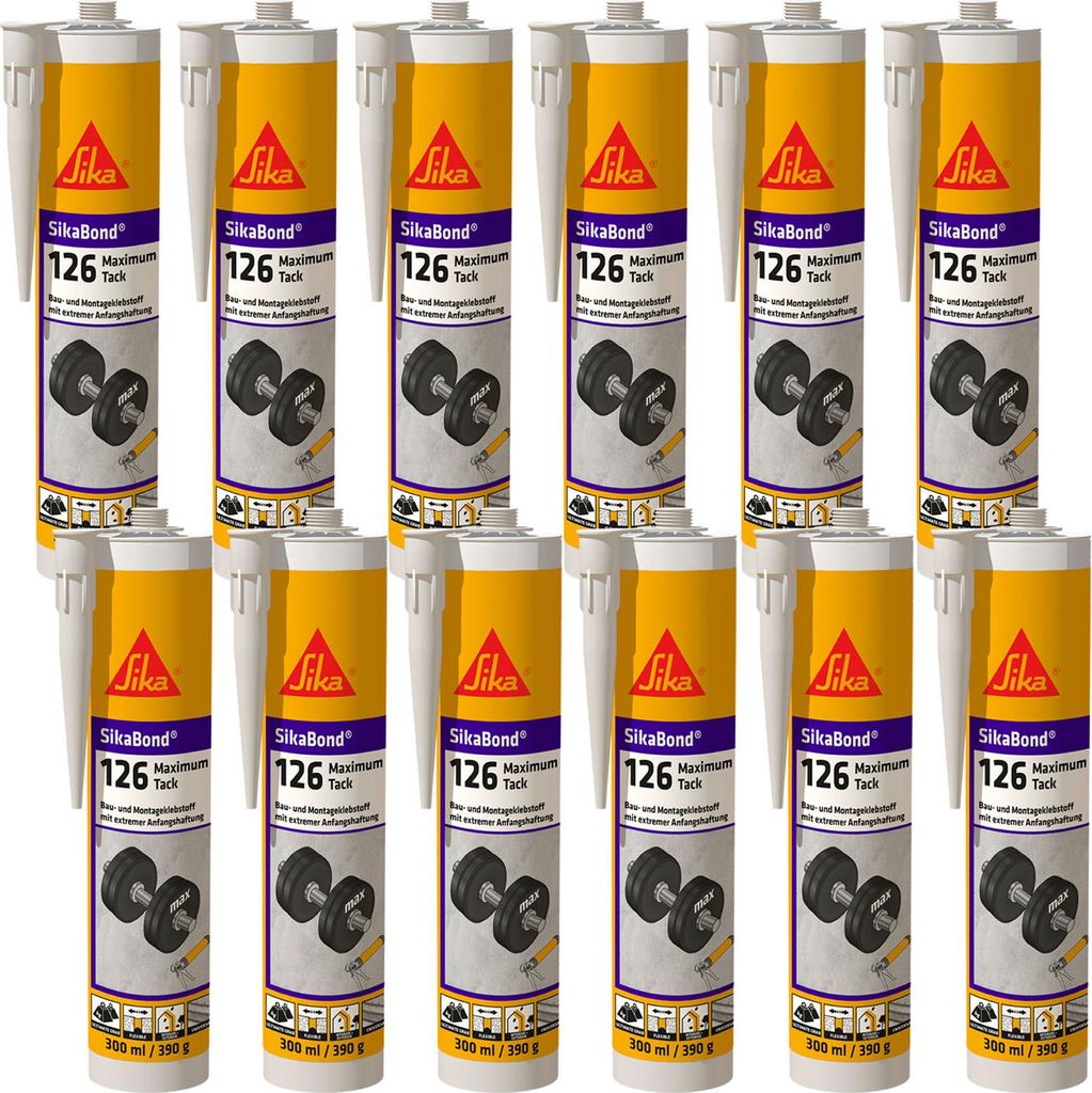 12x Sikabond-126 Maximum Tack 300ml Bau- und Immagine del prodotto 