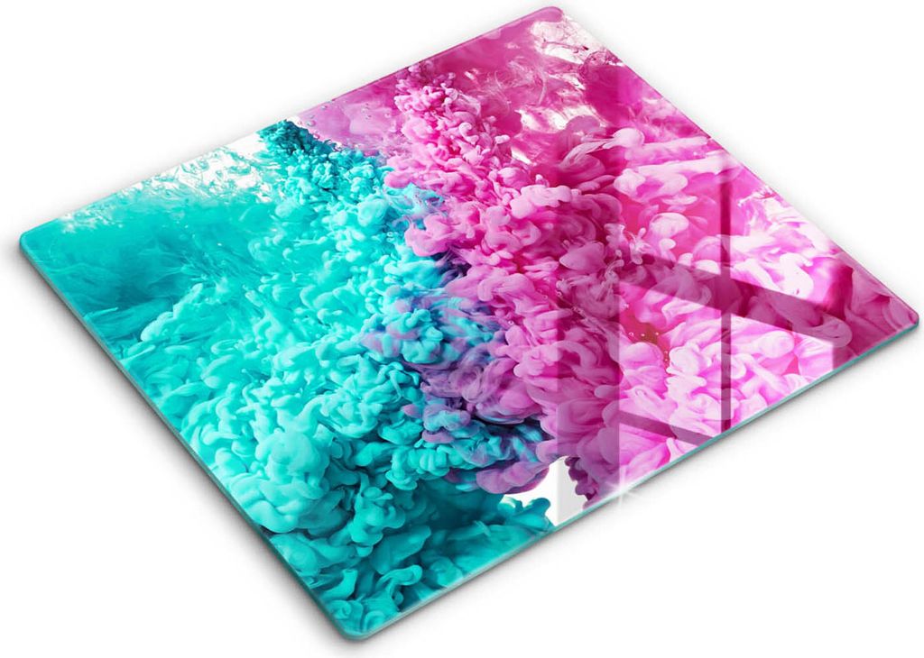 Abdeckung Glas - Küchenabdeckung - 60x52 cm - Abdeckplatte -Türkisrosa Rauch