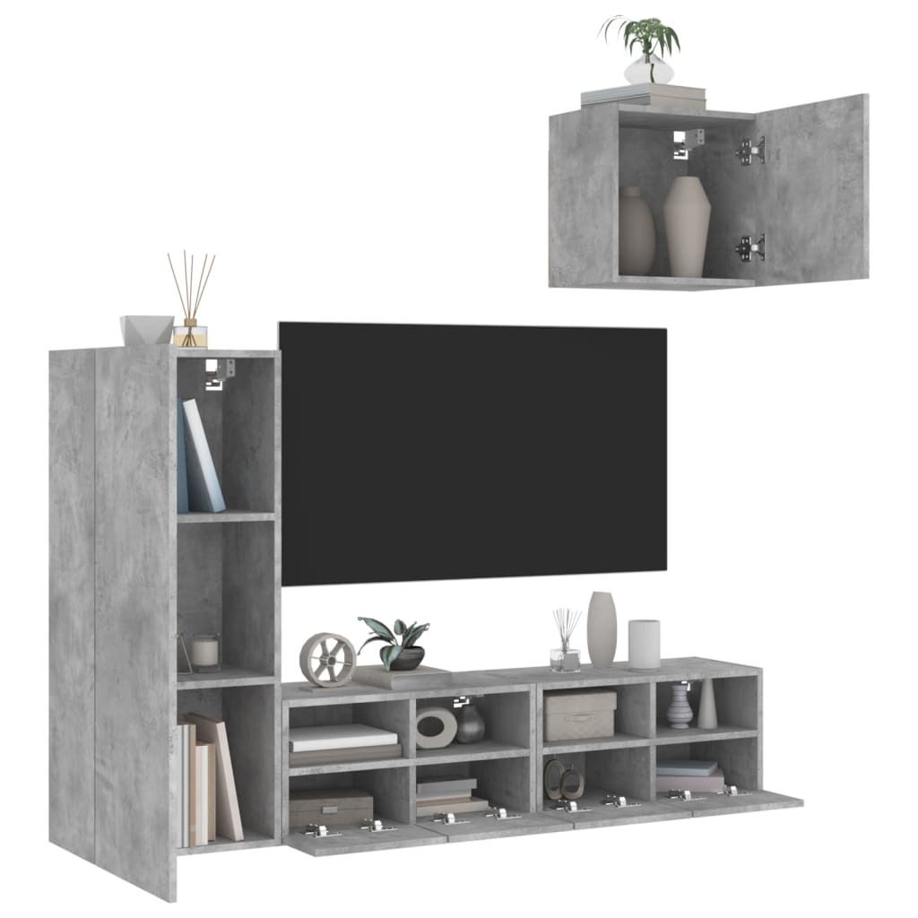 Maison Exclusive - 4-tlg. Wohnwand Betongrau Holzwerkstoff