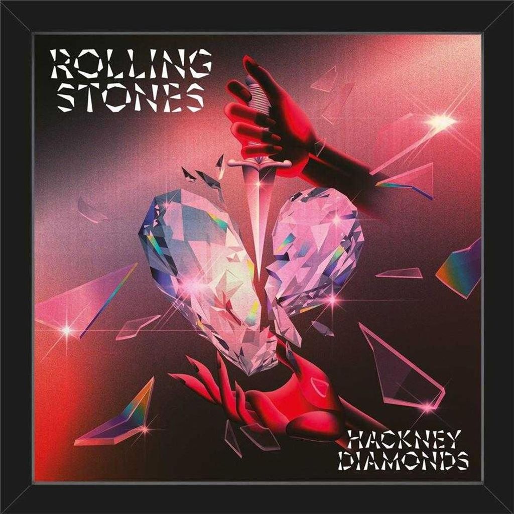 The Rolling Stones - "Hackney Diamonds" Plattenhülle Gerahmtes Poster PM12251 (36,5 cm x 36,5 cm x 1,7 cm) (Bunt)