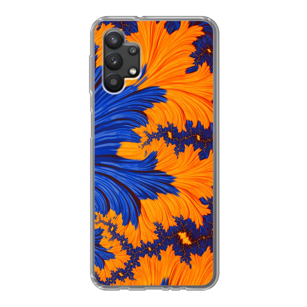 MuchoWow Handyhülle Schutzhülle Hülle für Samsung Galaxy A32 5G Blätter - Kunst - Psychedelisch Silikon Softcase Handy Hülle - Softcase