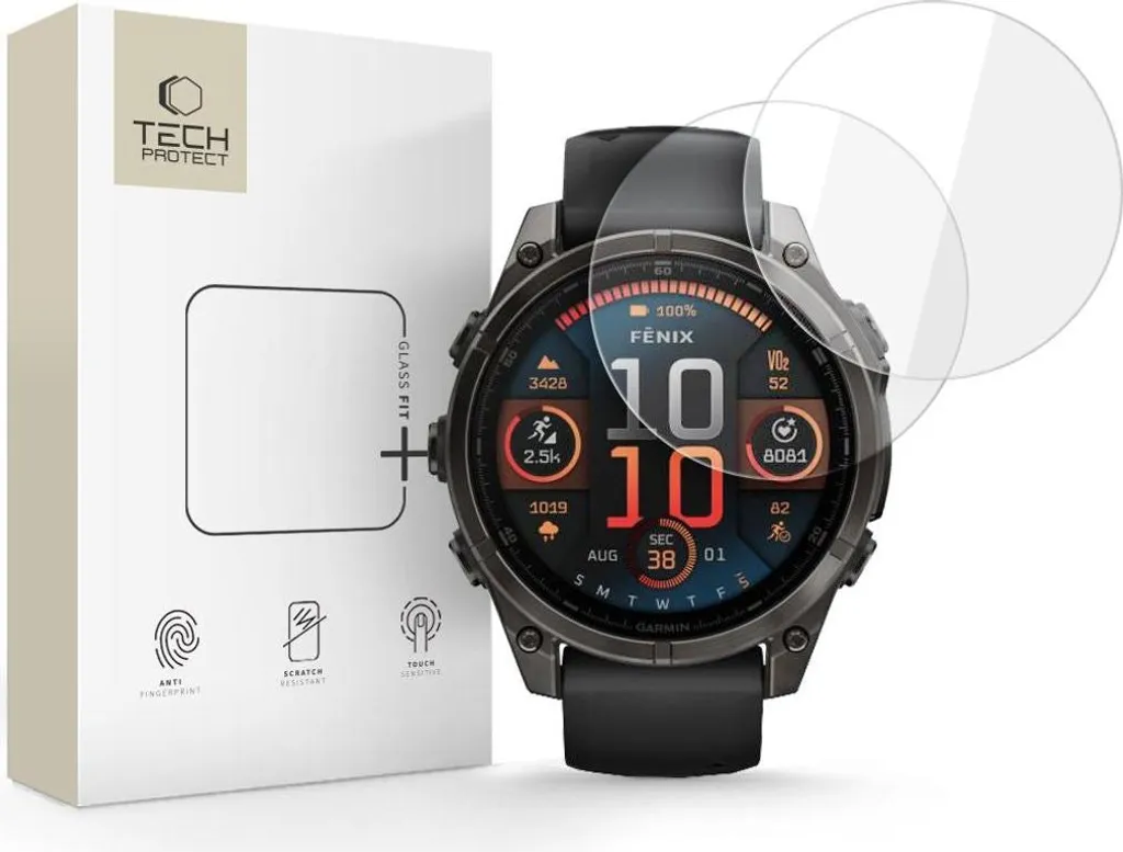 Tech-Protect Glass Fit+ Garmin Fenix 8 47mm Vetro 9H - Confezione da 2