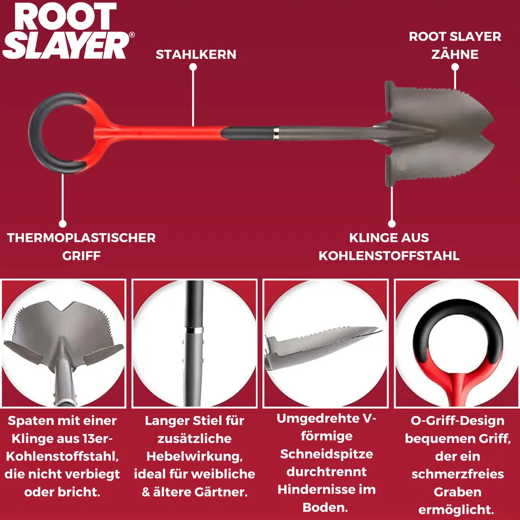 Bêche de Jardinage Multi-fonctions Root Slayer pour Plantation et Coupe