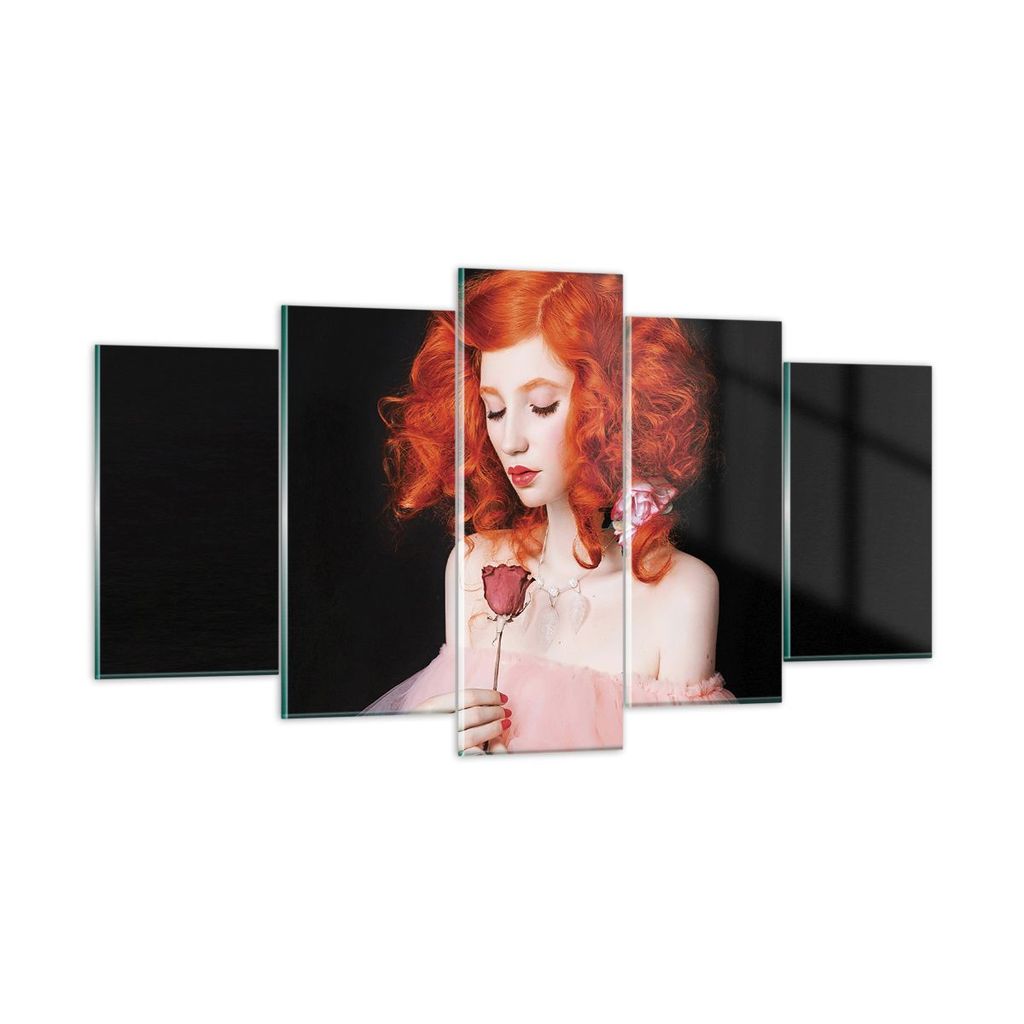 Bilder auf glas - 5 Teile - Erz Frau Rose - 160x85cm - Glasbilder - Wandbilder - Bilder - Kunstdruck - zum Aufhängen bereit - Wanddekoration aus G...