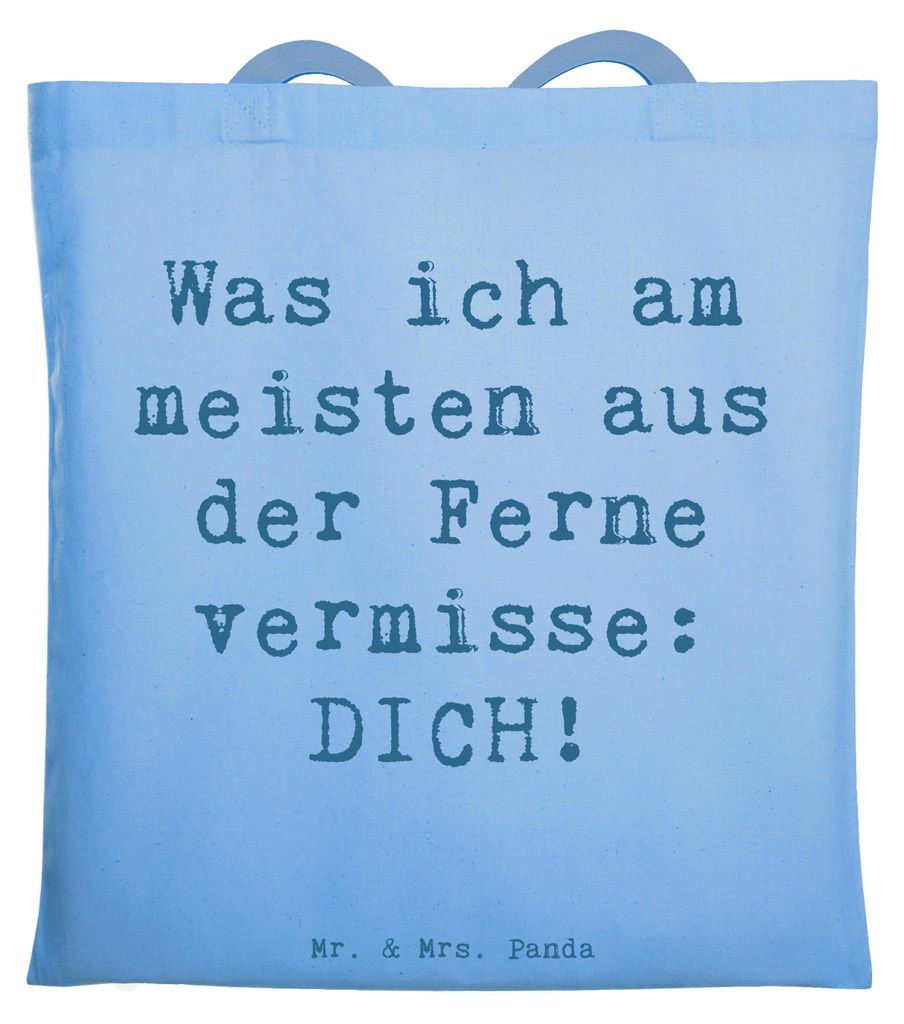 Mr. & Mrs. Panda Jutebeutel Spruch Heimweh Dich - Sky Blue - Geschenk, Shopping Tasche, Tote Bag, Laptoptasche, Gefühl, Verbundenheit, Liebe, Gef...