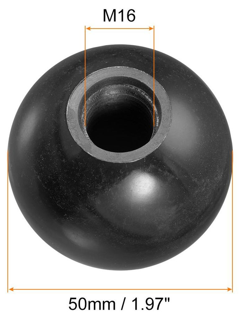 6 Stš¹ck Drehkn?pfe mit Gewinde M16 Innengewinde W?rmeh?rtbar Kugelkn?pfe 1.97" Schwarz Runde Kugelgriffe Eingebetteter Gewinde Knauf fš¹r Mach...
