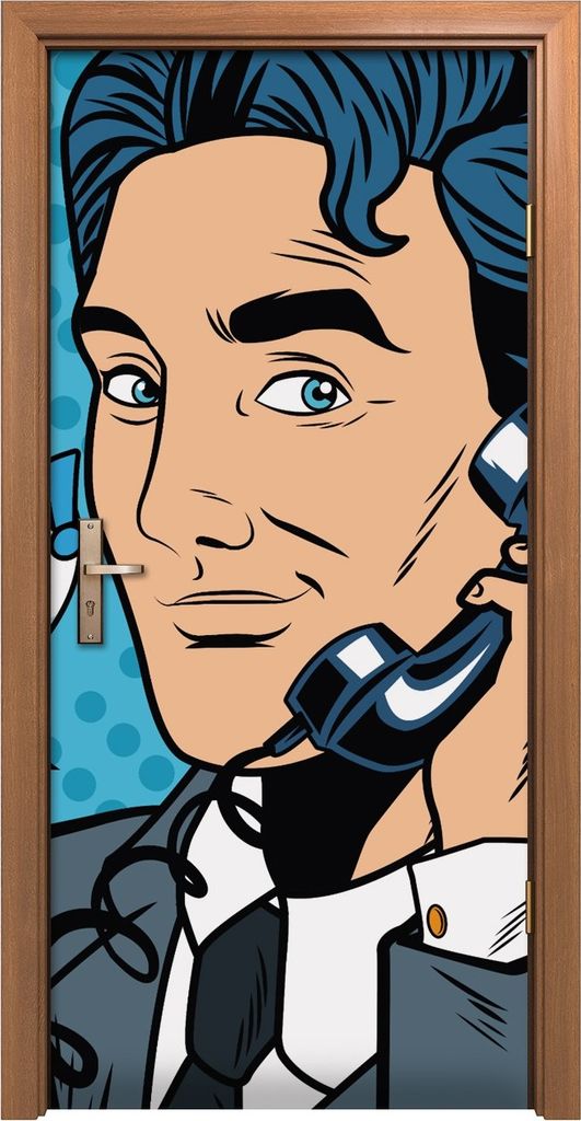 Türposter 90x200 cm Türaufkleber Türtapete Türfolie Klebefolie Geschäftsmann Pop Art Cartoon