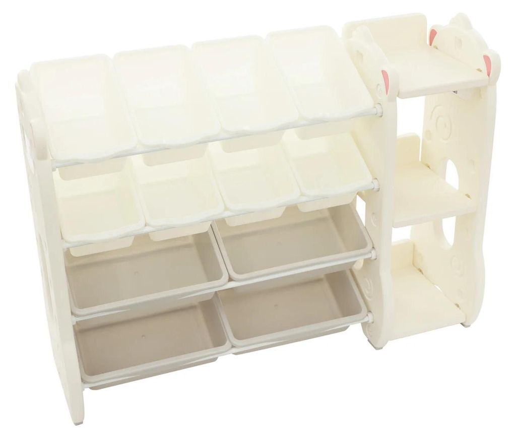 Spielzeugaufbewahrung - Regal mit Körben - Lama-Design - 8 Kleine + 4 Große Körbe - Stapelbar - HDPE & Silikon - Kindersicher - Für Kinderzimmer