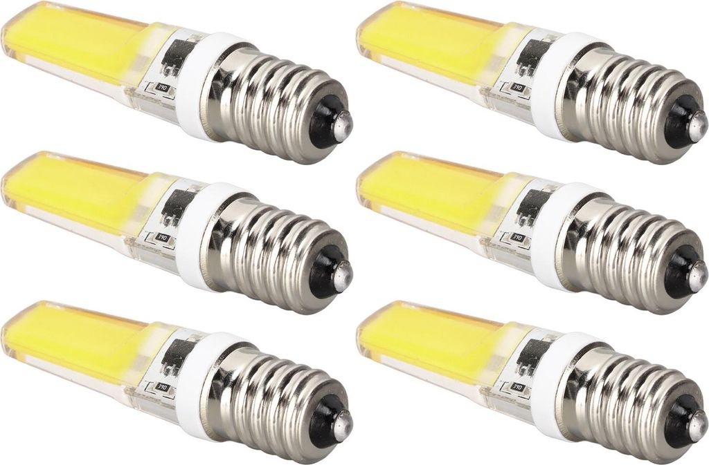 6PCS E14 COB Glühbirne Mini 360 Grad Beleuchtung Wärmesenke Silikon Anti Blendung für Kronleuchter Deckenleuchte Kaltweißes Licht 6500K