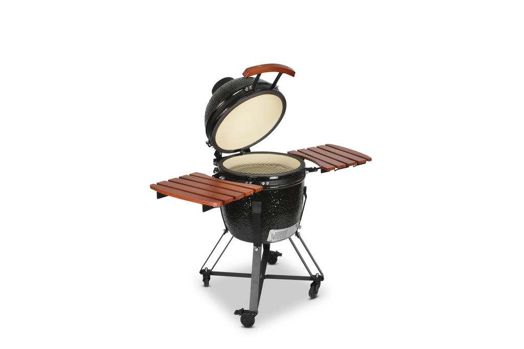 Kamado SE-18 Grill Schwarz 45cm Grilldurchmesser BBQ Keramik Holzkohlegrill Grill mit Holzkohle