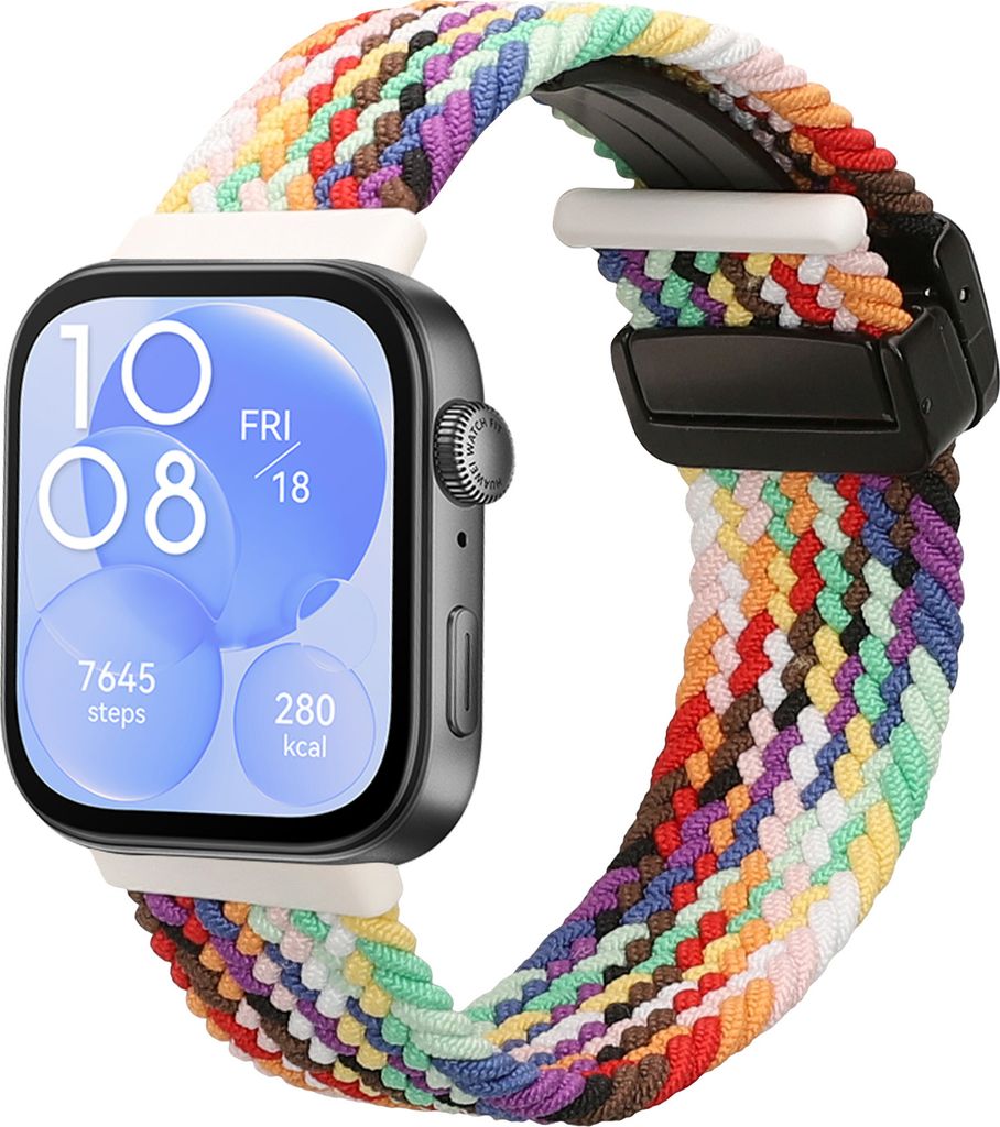 kwmobile Ersatzarmband kompatibel mit Huawei Watch Fit 3 / Fit 4 Armband - Nylonarmband mit Magnetverschluss - Mehrfarbig