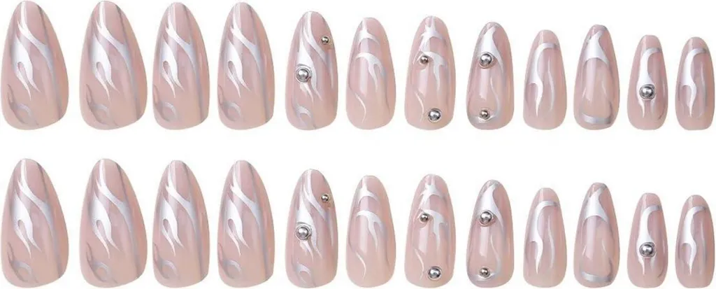 Faux Ongles Courts Amande : Solution Manucure Express Rose et Argent