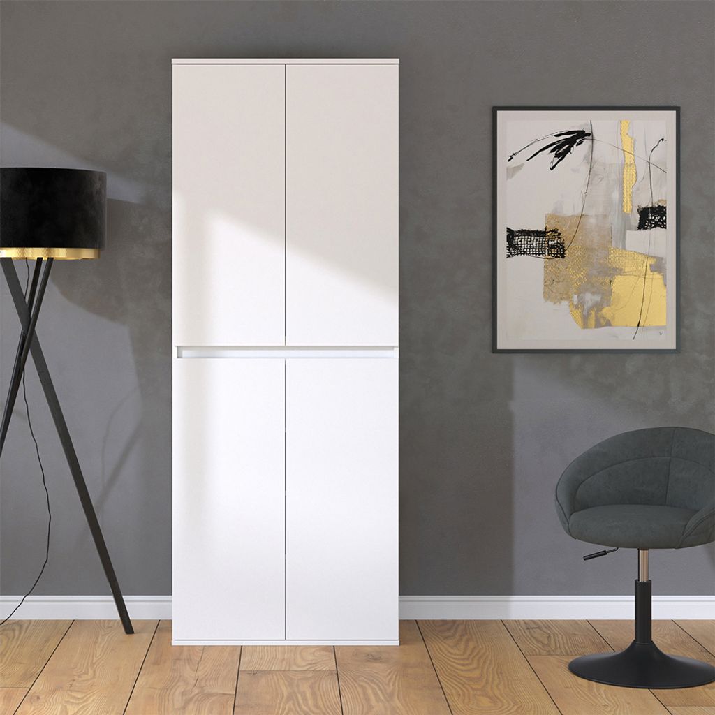 Vicco Kleiderschrank Claus, 74 x 191.5 cm mit 4 Türen, Weiß