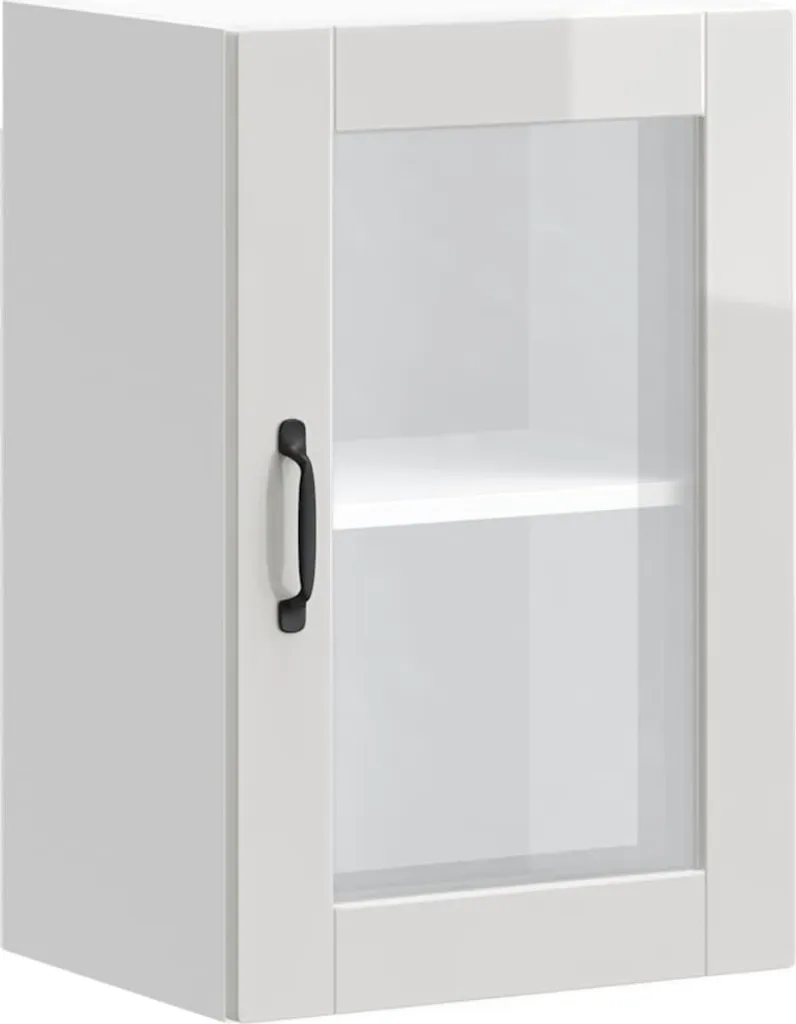 SYFAX™ Pensile da Cucina con Porta in Vetro Porto Bianco Lucido
