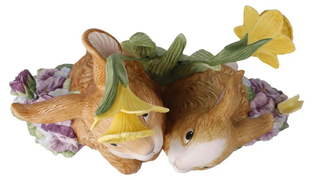 Statuette Couple de Lapins en Faïence Multicolore pour Décoration de Pâques - 15