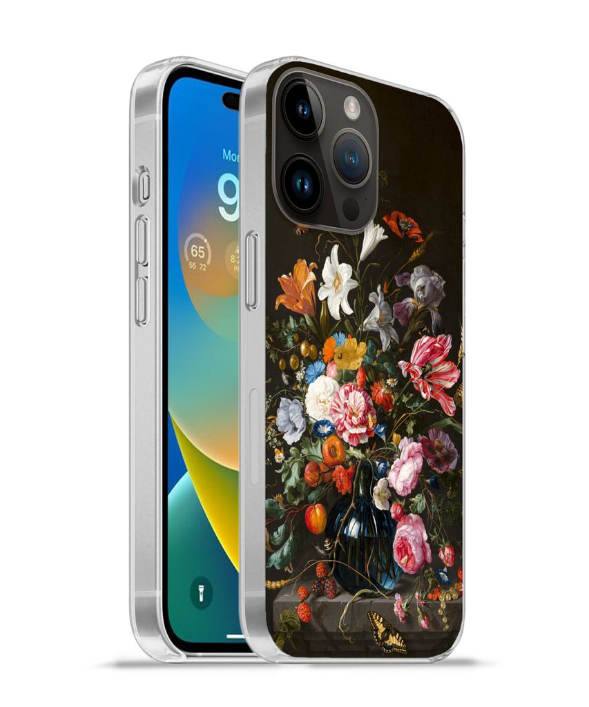 MuchoWow Handyhülle Schutzhülle Hülle für Apple iPhone 14 Pro - Softcase Vase mit Blumen - Jan Davidsz de Heem - Kunst Silikon Softcase Handy...
