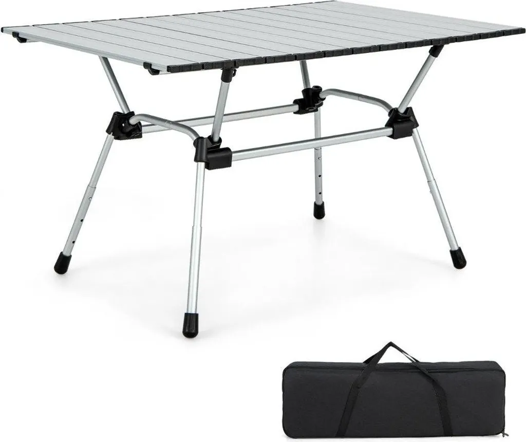 Table camping pliable stable pour sol irrégulier, hauteur ajustable