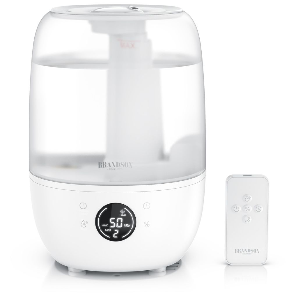 Brandson Luftbefeuchter, Raumbefeuchter, 2 l, Fernbedienung, 3 Nebelstufen, Displayanzeige, Timer 1–8 h, Fernbedienung, einstellbar von 40–90 %...