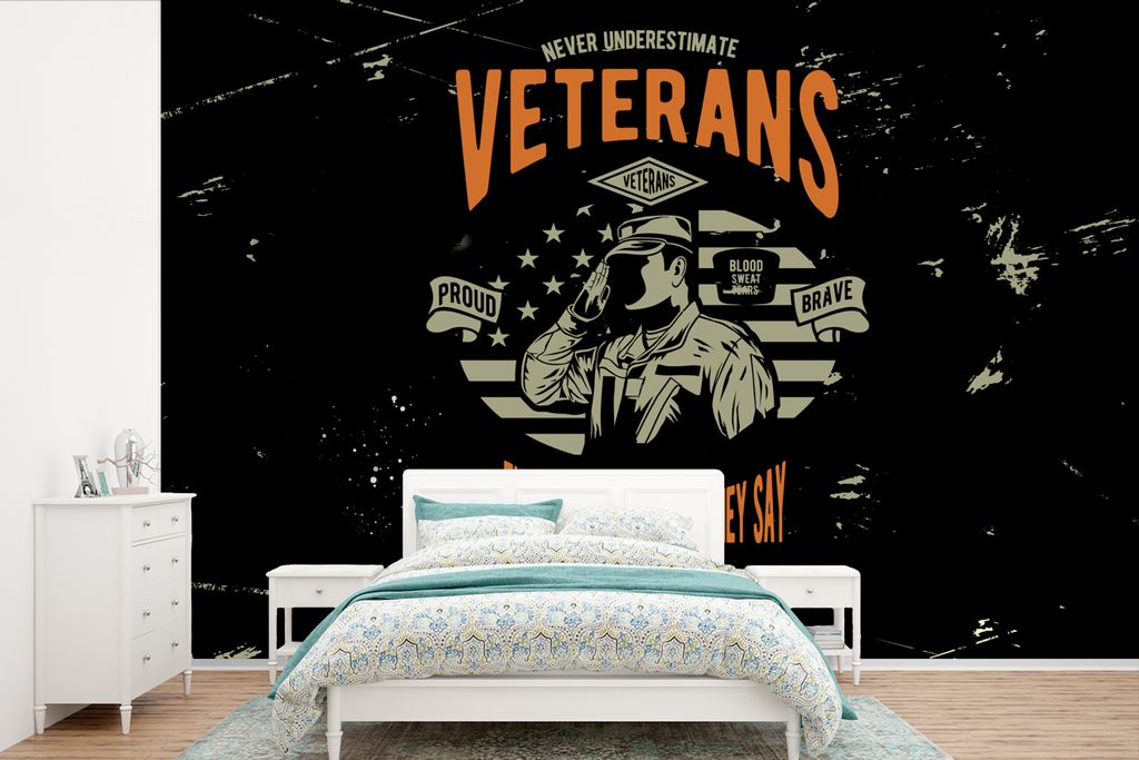 MuchoWow Fototapete für Wohnzimmer oder Schlafzimmer Wandtapete Vinyl Motivtapete Amerika - Militär - Retro - 390x260 cm - Papiertapete