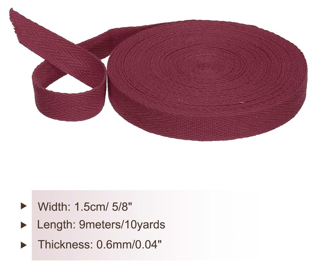 Baumwollband Baumwolle Gurtband 15mm x 9m, Schr?gband Baumwoll Nahtband K?perband Saumband Einfassband Stoffband Webband zum N?hen fš¹r DIY Baste...