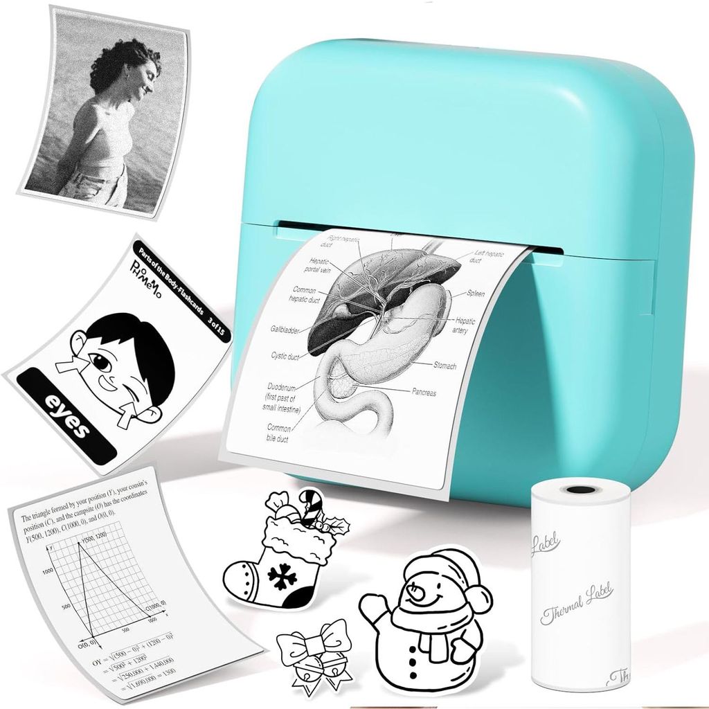 Phomemo Mini Drucker - M02X Aufkleberdrucker Mini Tragbarer Handydrucker Bluetooth für die Hosentasche Fotos, DIY Doodle