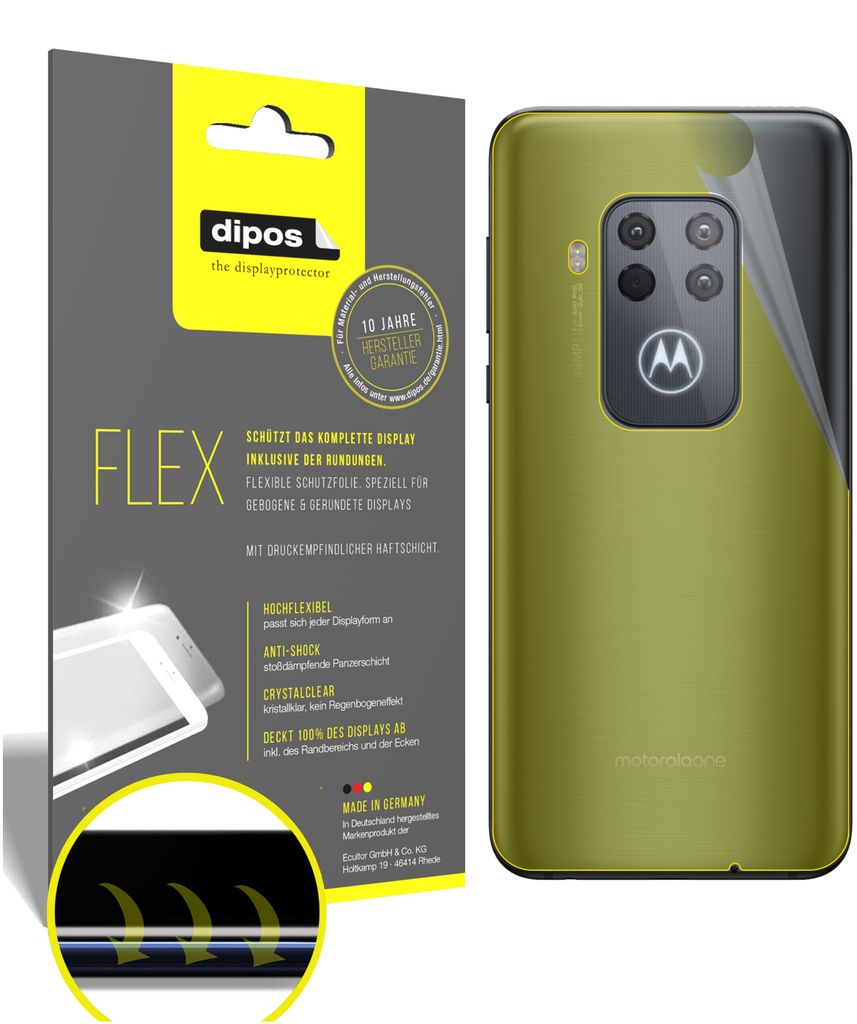 2x Schutzfolie für Motorola One Zoom Rückseite Folie, 100% Displayabdeckung, dipos Flex