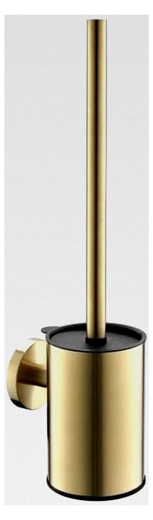 Toilettenbürste und Halter aus Edelstahl, Wandmontage, langer Griff, robustes Reinigungswerkzeug für das Badezimmer, gebürstetes Gold