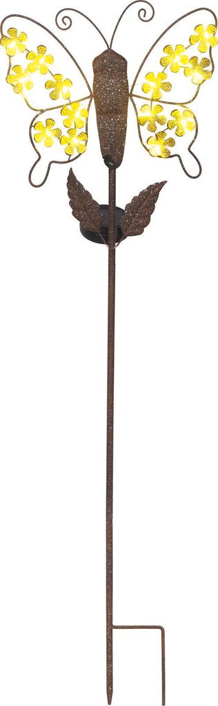 Solarleuchte für Außenbereich, LED, warmweiß, Metall Rostfarben, 90,5x4 cm