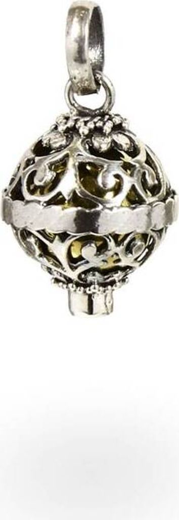 Echte 925 Sterling Silber Engelsrufer mit Granat Anhänger Und Kugel Messing 7386