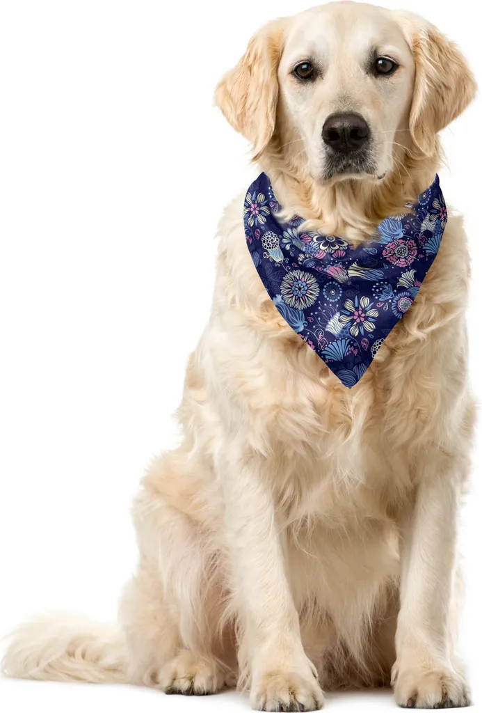 ABAKUHAUS Bandana Cane Stile Doodle - Accessorio Pet Blu Crema 40x40