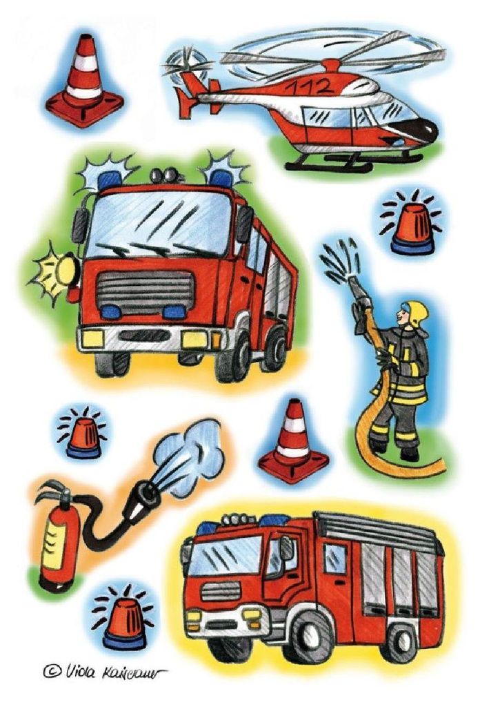 HERMA 15081 Aufkleber Feuerwehr klein, 30 Stück, Berufe Produktbild 